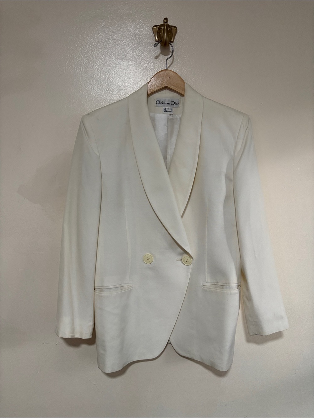 Christina Dior Vintage Ivory Double-Breasted Women’s Blazer size 10 made in USA
